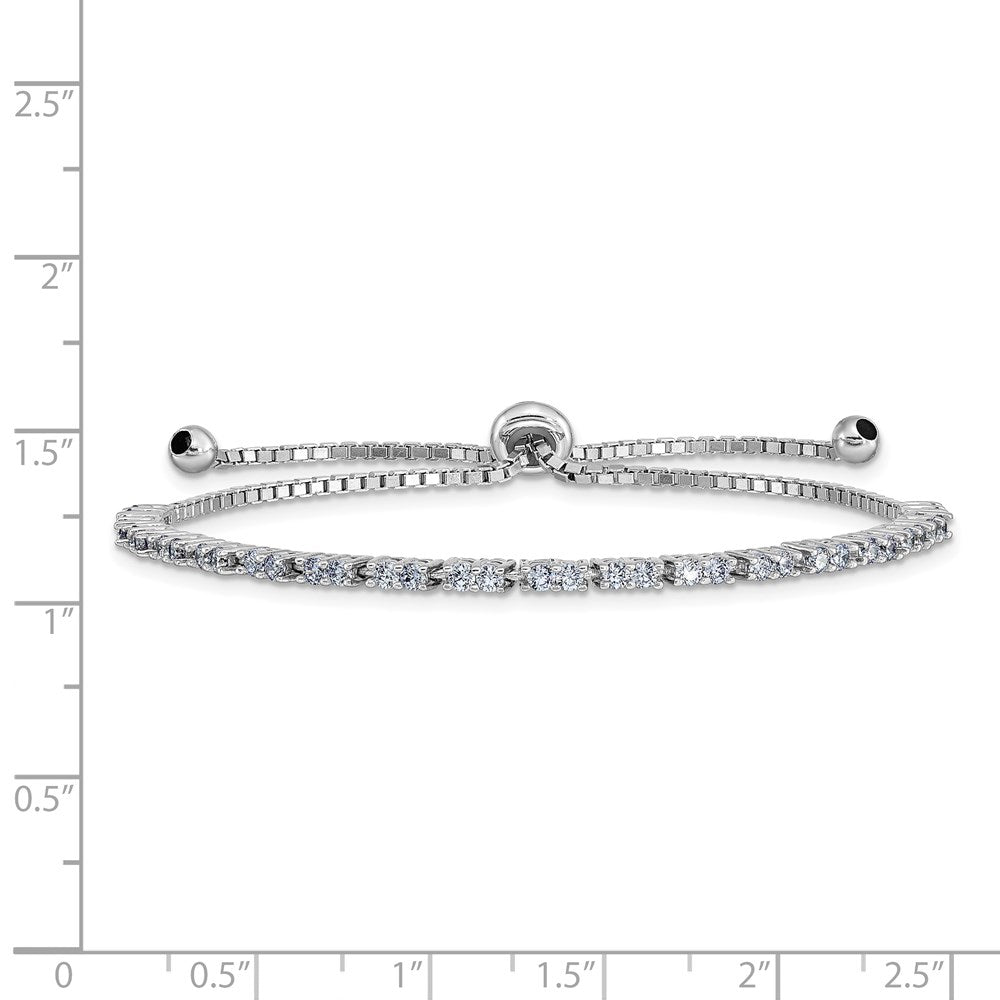Sterling Silver Rhod-plated June Light Purple CZ Adjustable Bracelet