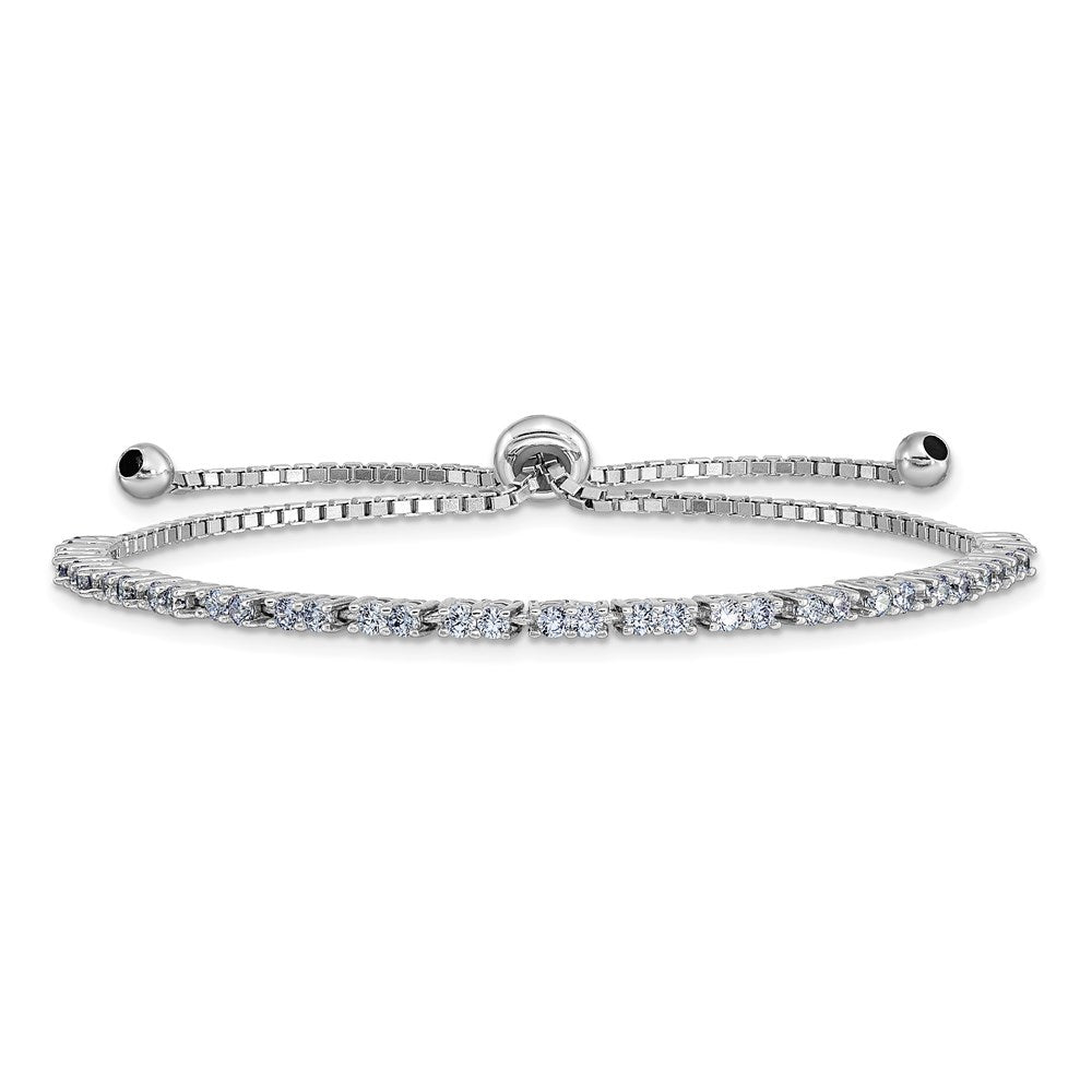 Sterling Silver Rhod-plated June Light Purple CZ Adjustable Bracelet