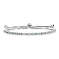 Sterling Silver Rhodium-plated March Light Blue CZ Adjustable Bracelet