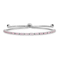 Sterling Silver Rhodium-plated October Pink CZ Adjustable Bracelet