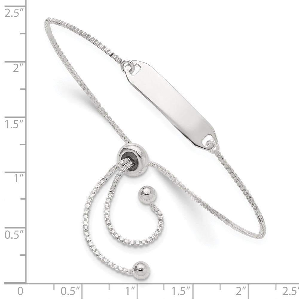 Sterling Silver Polished ID Bar Adjustable Bracelet