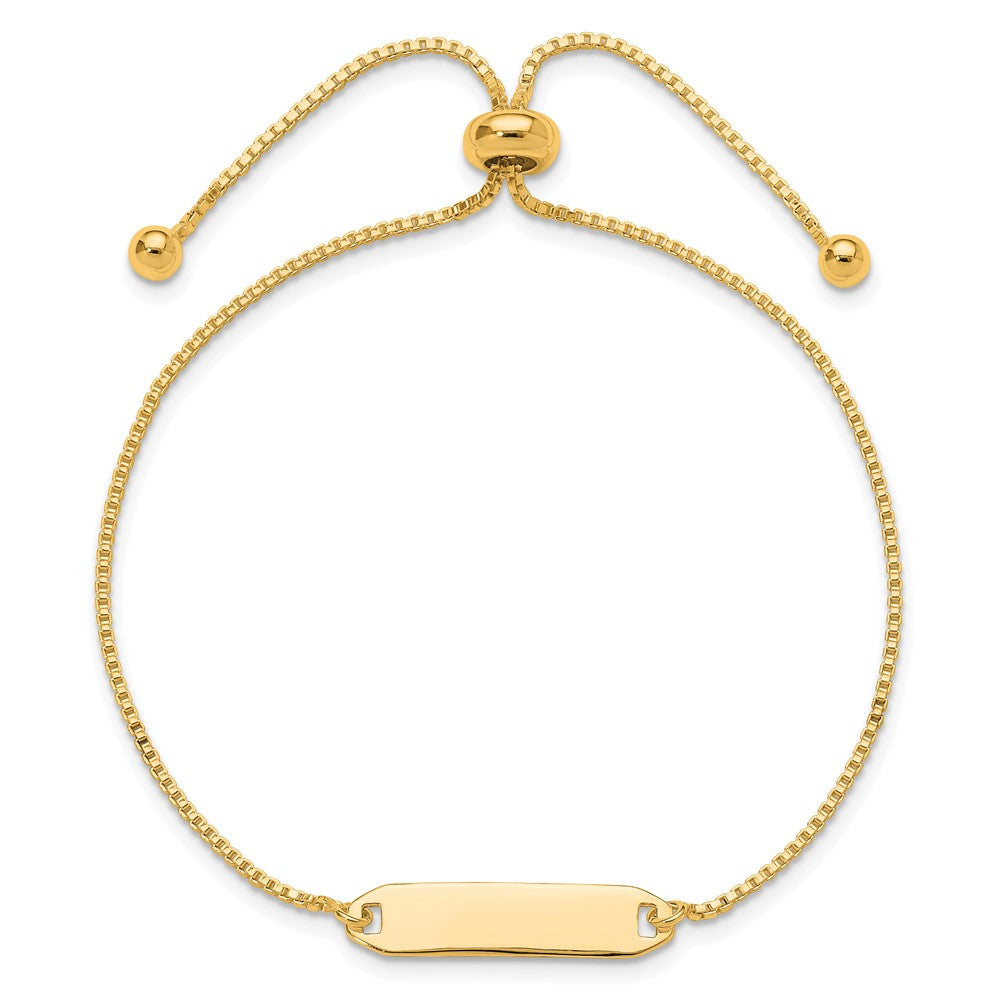 Sterling Silver Gold-plated Polished ID Bar Adjustable Bracelet