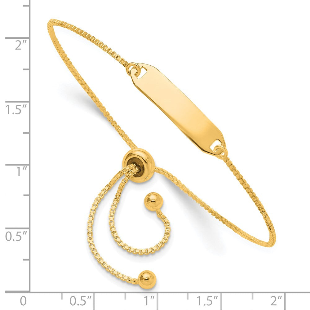 Sterling Silver Gold-plated Polished ID Bar Adjustable Bracelet