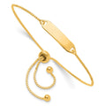 Sterling Silver Gold-plated Polished ID Bar Adjustable Bracelet