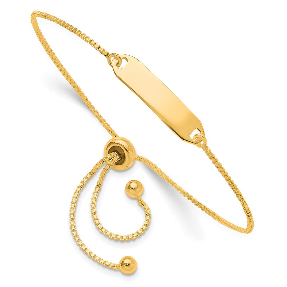 Sterling Silver Gold-plated Polished ID Bar Adjustable Bracelet