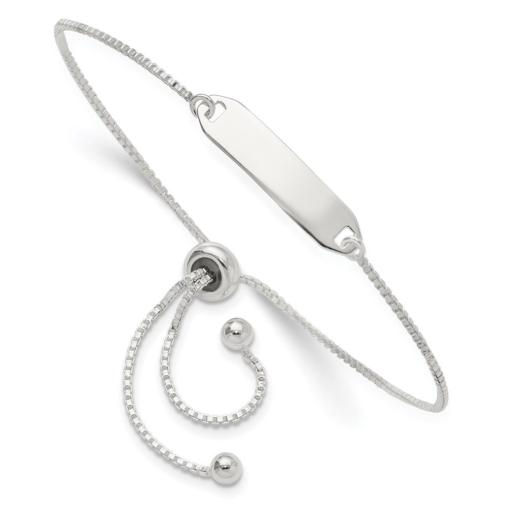 Sterling Silver Polished ID Bar Adjustable Bracelet
