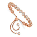 Sterling Silver Rose-tone CZ Halo Adjustable Bracelet