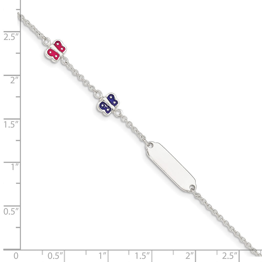 Sterling Silver Enamel Butterfly w/ ext Childs ID Bracelet