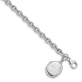 Sterling Silver Rhodium-plated Link with Textured Oval Locket Bracelet