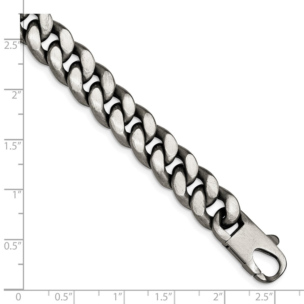 Sterling Silver Ruthenium/Antiqued Brushed Curb Link Bracelet