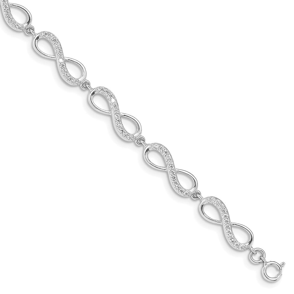 Sterling Silver Rhodium-plated CZ Infinity Bracelet