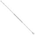 Sterling Silver Rhodium-plated Bezel CZ w/.5in ext Bracelet