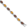 Sterling Silver Rhod-pltd Smoky Quartz/Citrine/Wh.Topaz Bracelet