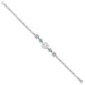 Sterling Silver RH-plated Blue/Clear Crystal Snowflake w/1in ext Bracelet