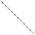 Sterling Silver Rhod-plat Amethyst Topaz Peridot Citrine Garnet Bracelet