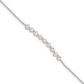 Sterling Silver White Semi-round Rh-plated Freshwater Cultured Pearl Bracel