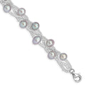 Sterling Silver Rhd-plt 7-9mm Grey FWC Pearl Glass Bead Bracelet