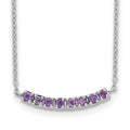 Sterling Silver Rhodium plated Amethyst Bar w/2in ext Necklace