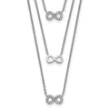 Sterling Silver Rhod-plated 3-Strand CZ Infinity w/2in ext. Necklace