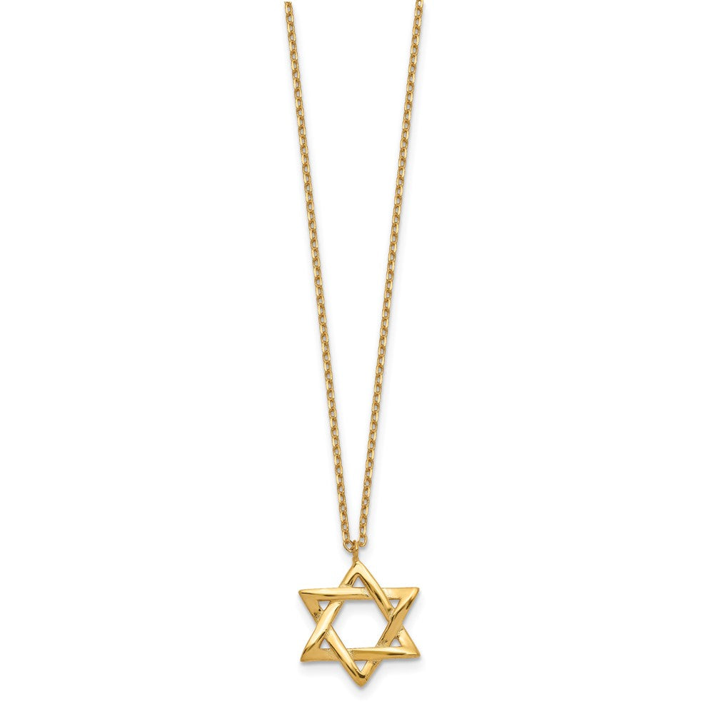 Sterling Silver Gold-plated Star of David 16.5 with 2 inch ext. Necklace