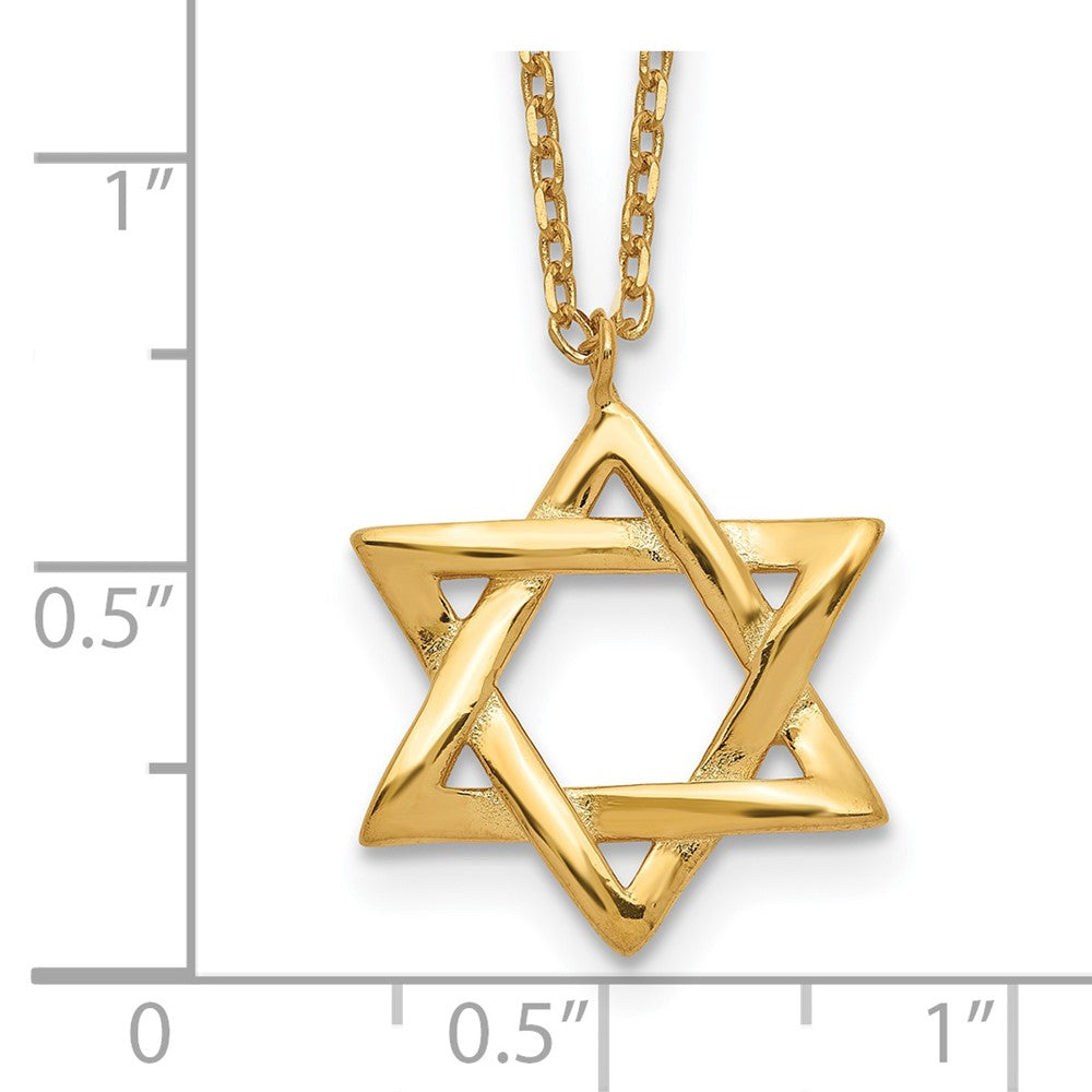 Sterling Silver Gold-plated Star of David 16.5 with 2 inch ext. Necklace