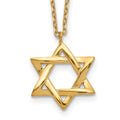 Sterling Silver Gold-plated Star of David 16.5 with 2 inch ext. Necklace