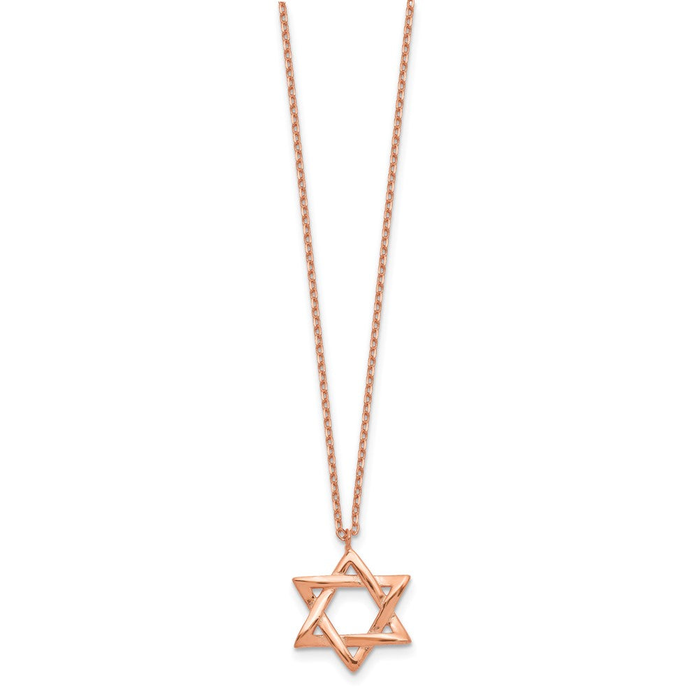 Sterling Silver Rose-tone Star of David w/ 1in ext. Necklace