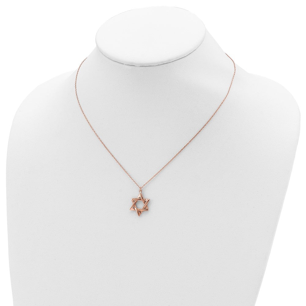 Sterling Silver Rose-tone Star of David w/ 1in ext. Necklace