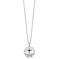 Sterling Silver Enameled Blue & Clear CZ Cross Necklace