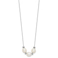 Sterling Silver Rhodium-plated CZ Bead/FWC Pearl w/ 2in ext. Necklace