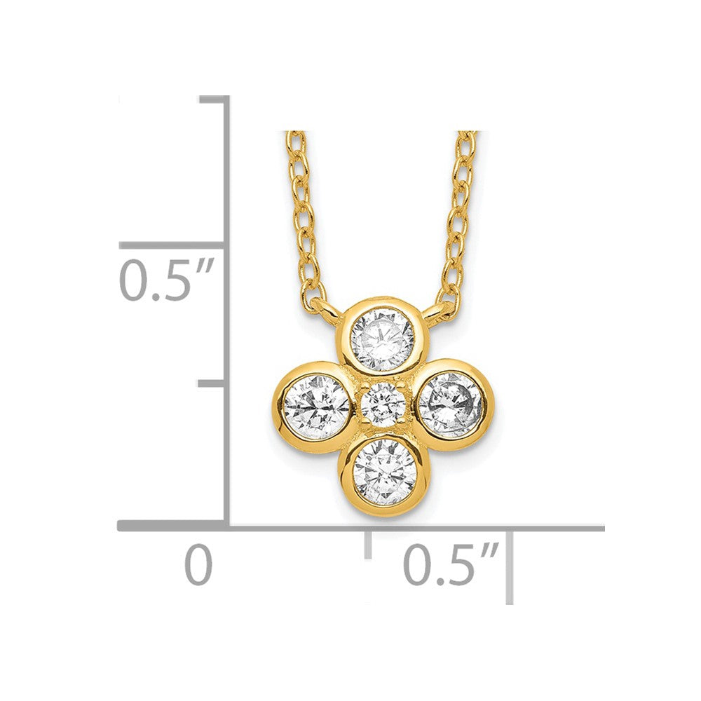 Sterling Silver 14K Gold-plated Polished CZ 18in w/2in ext. Necklace