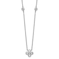 Sterling Silver Rhodium-plated Polished CZ Flower with 2in ext. Necklace