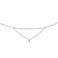 Sterling Silver Rhodium-plated CZ Beaded w/ 4in ext. Choker