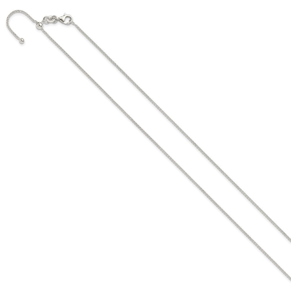 Sterling Silver Polished Round Box Adjustable Necklace