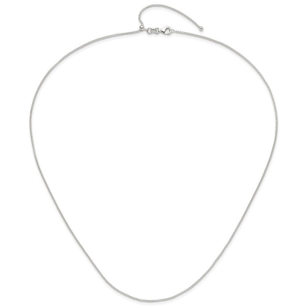Sterling Silver Polished Round Box Adjustable Necklace