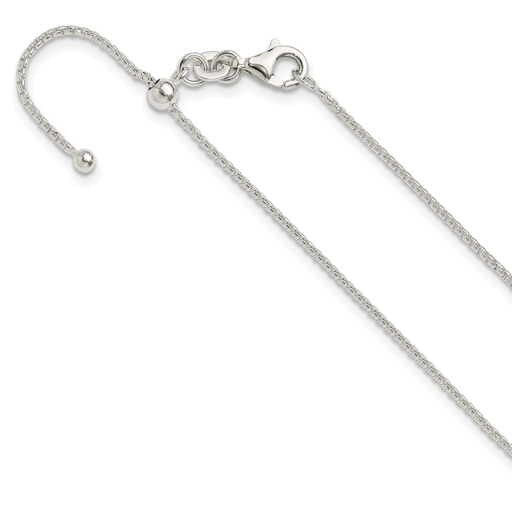 Sterling Silver Polished Round Box Adjustable Necklace