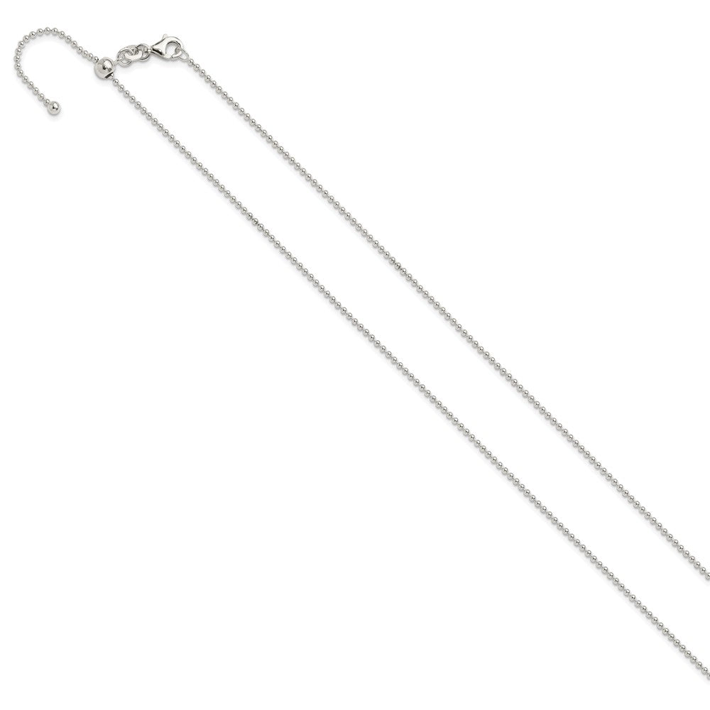 Sterling Silver Polished 1.50mm Beaded Adjustable Necklace