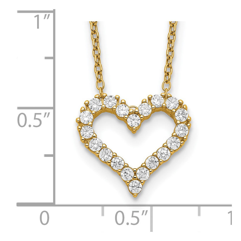Sterling Silver Gold-platedCZ Heart w/ 2in ext. Necklace