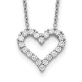 Sterling Silver Rhodium-plated CZ Heart w/ 2in ext. Necklace