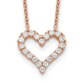Sterling Silver Rose Gold-plated CZ Heart w/ 2in ext. Necklace