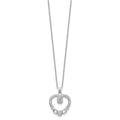 Sterling Silver Rhod-plated Claddagh Heart CZ W/ 1 in ext.Necklace