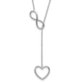 Sterling Silver Rhod-plated Infinity Drop Heart w/2 in ext Necklace