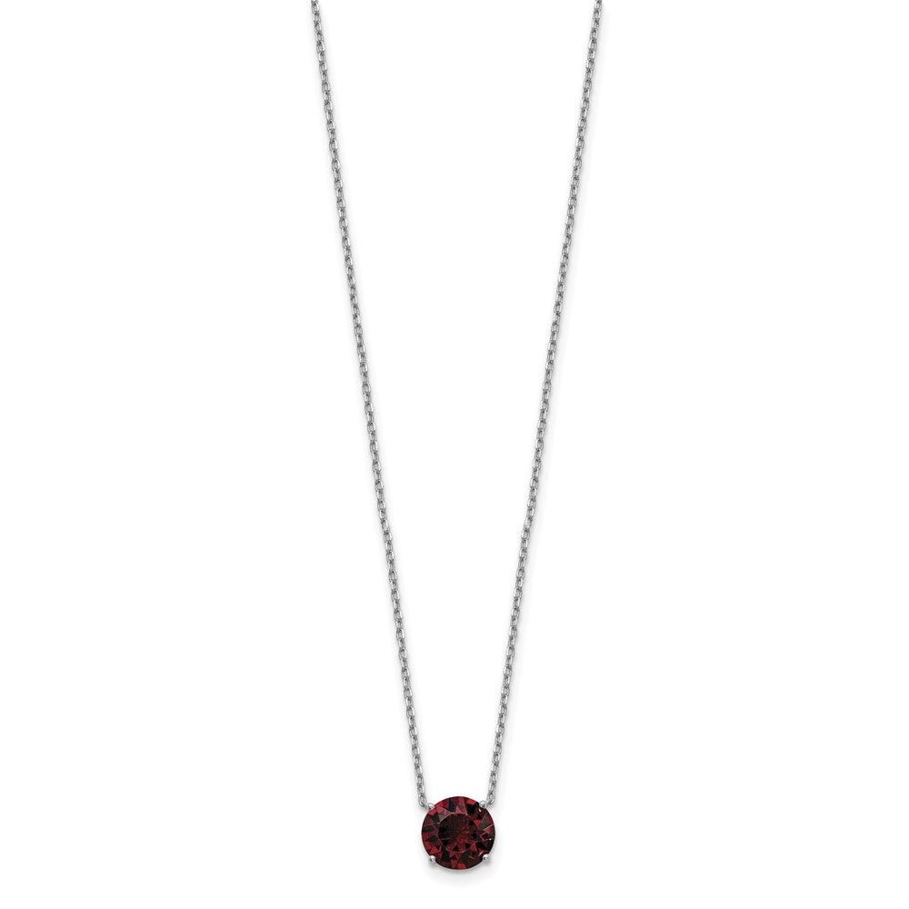 Sterling Silver Rhodium-plated Jan Red Crystal w/ 2in ext Necklace