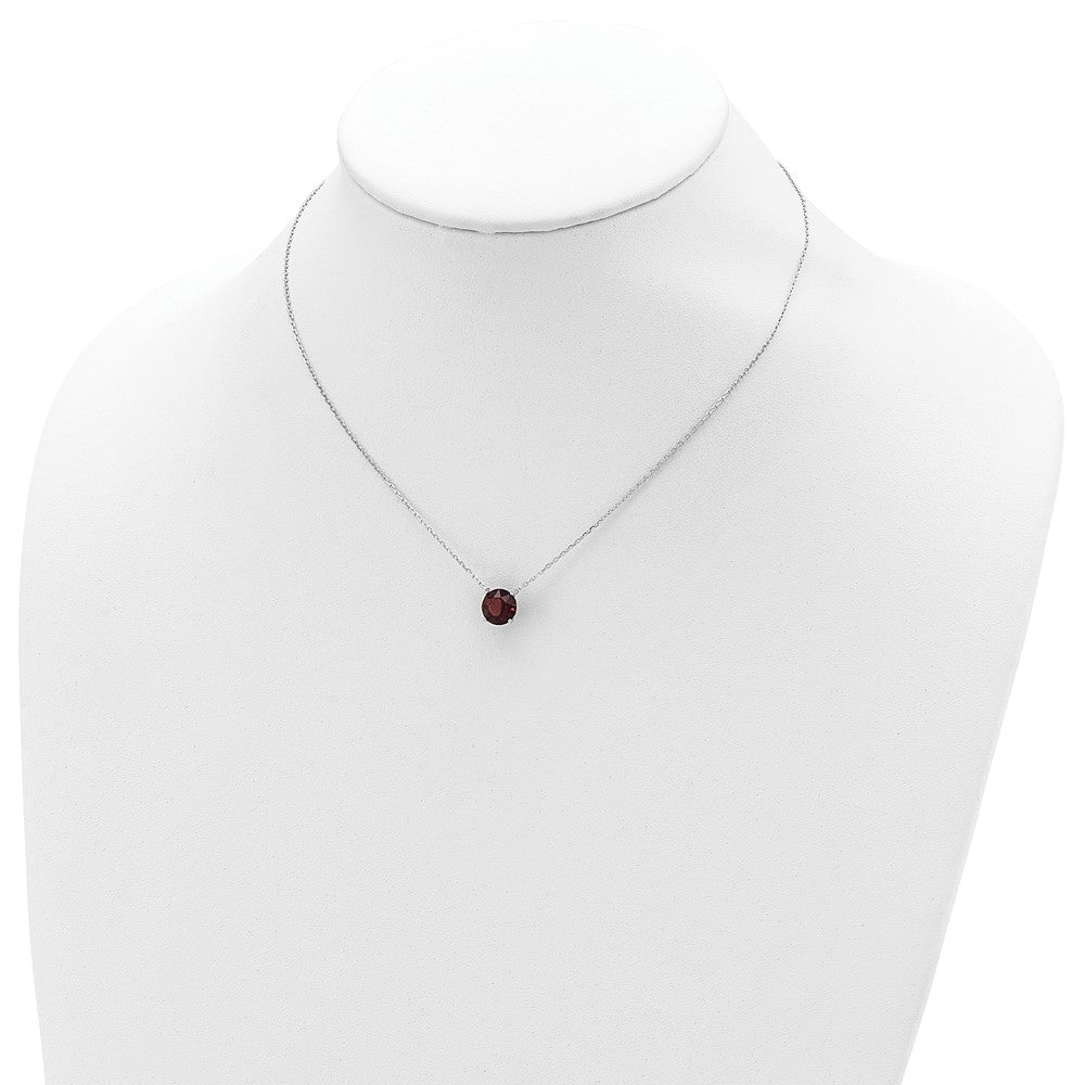 Sterling Silver Rhodium-plated Jan Red Crystal w/ 2in ext Necklace