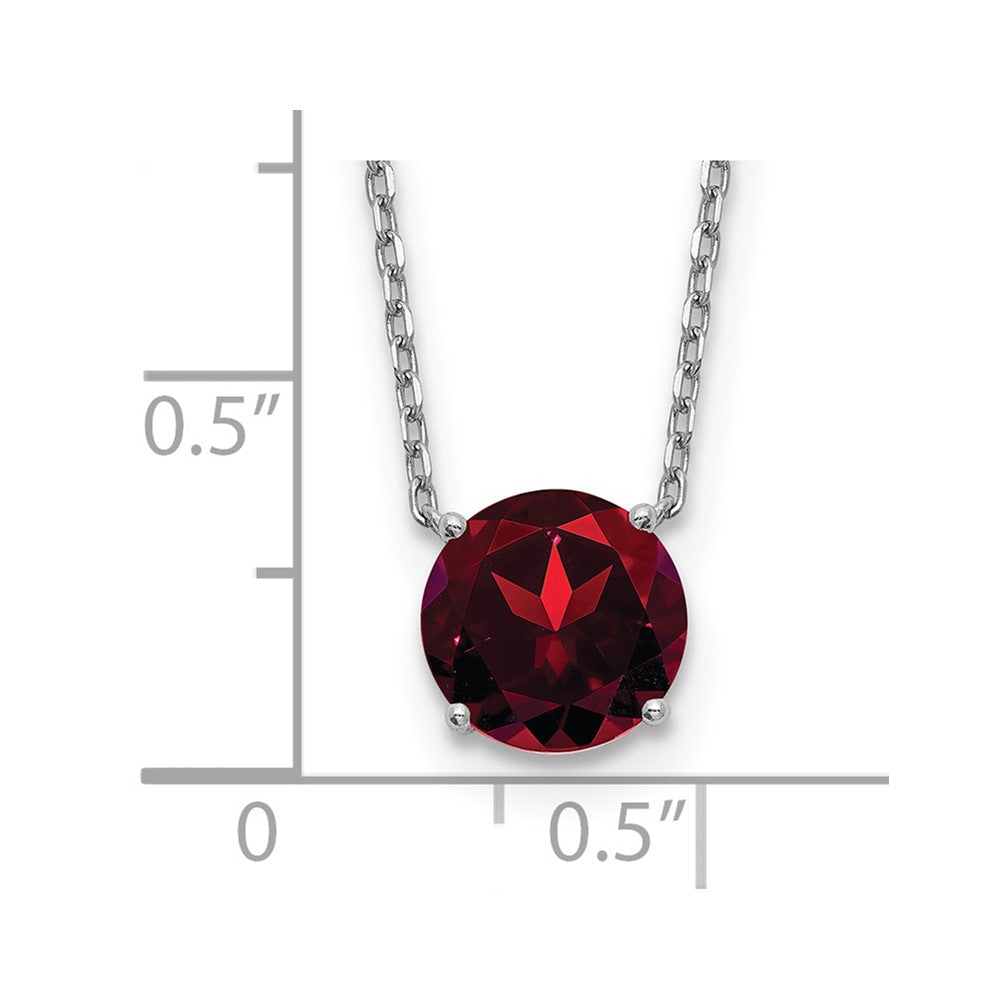 Sterling Silver Rhodium-plated Jan Red Crystal w/ 2in ext Necklace