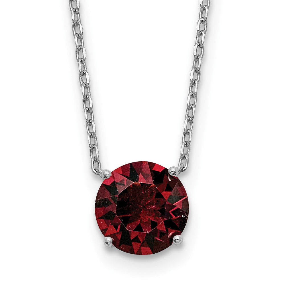 Sterling Silver Rhodium-plated Jan Red Crystal w/ 2in ext Necklace