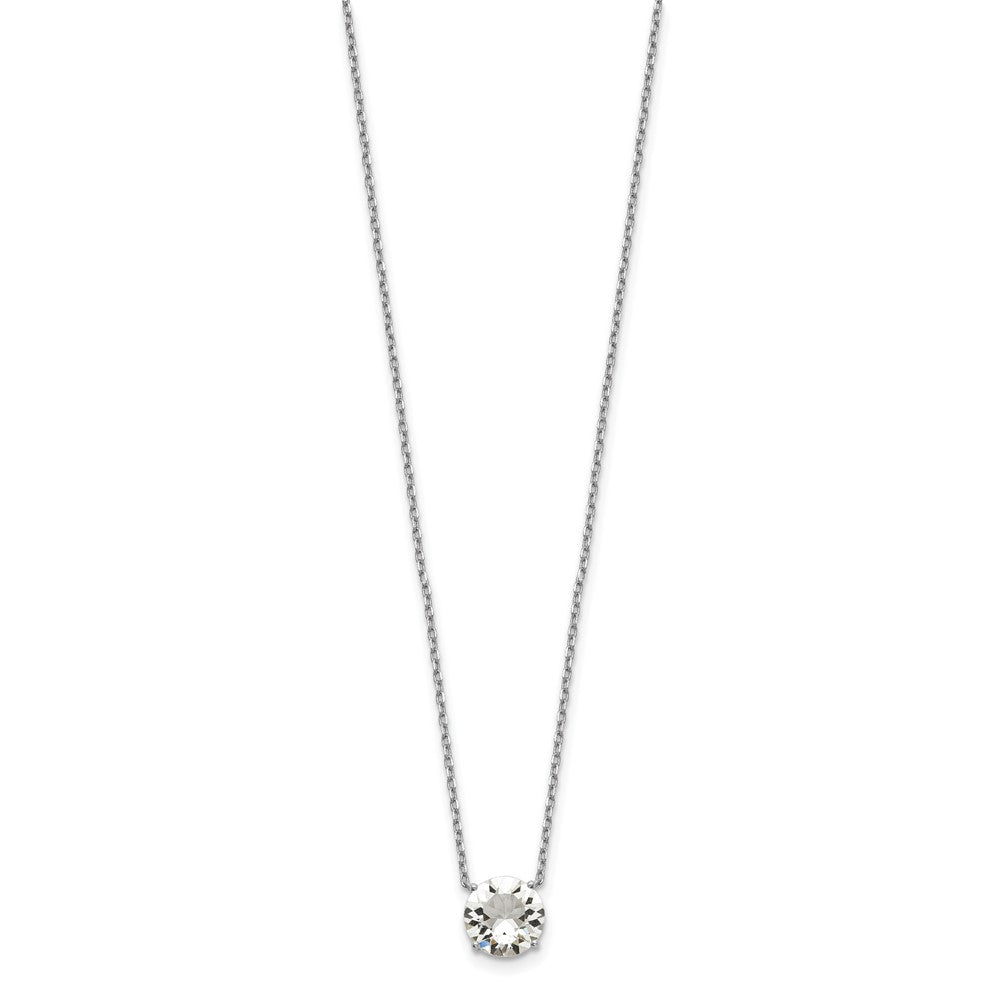 Sterling Silver Rhodium-plated Crystal with 2 inch ext Necklace