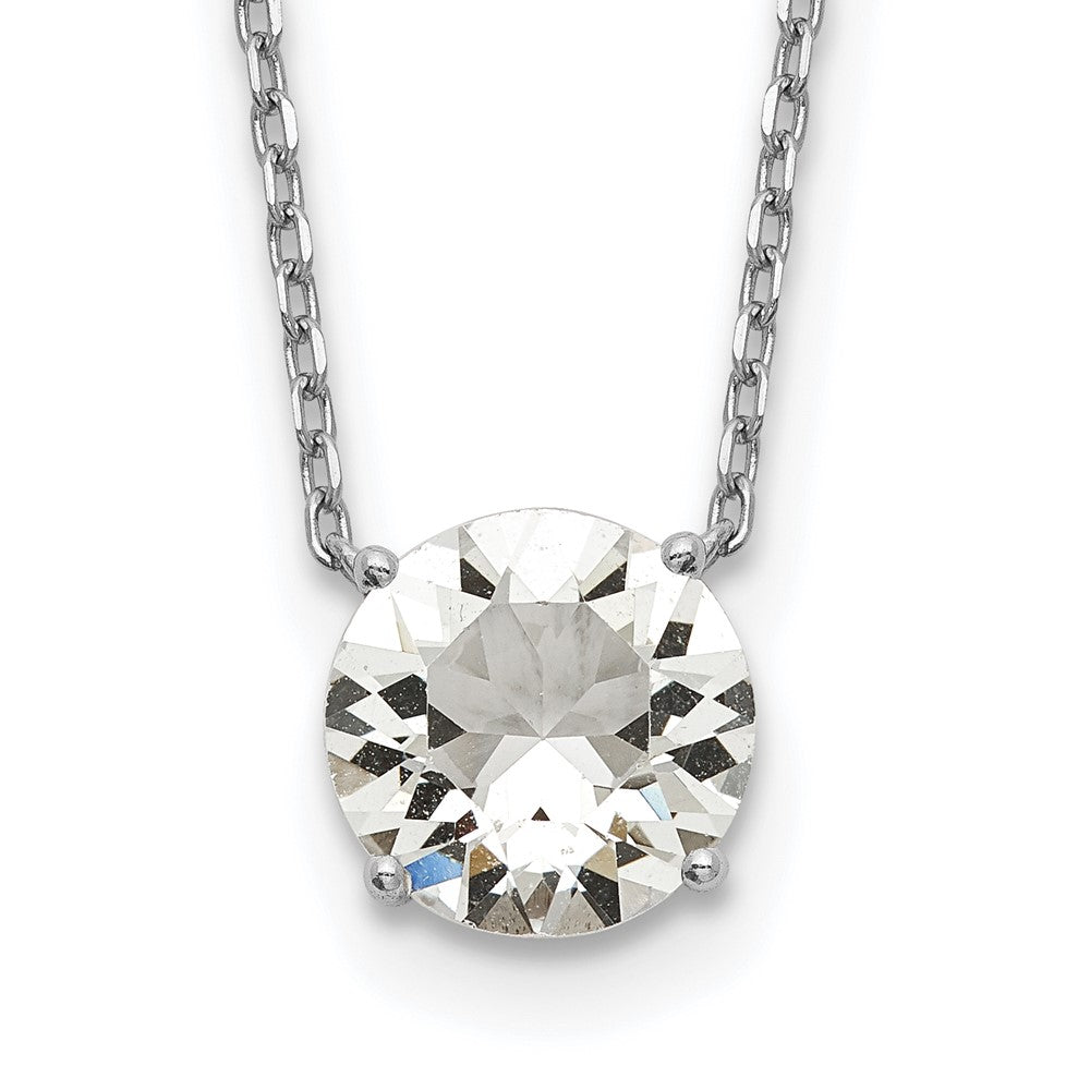 Sterling Silver Rhodium-plated Crystal with 2 inch ext Necklace