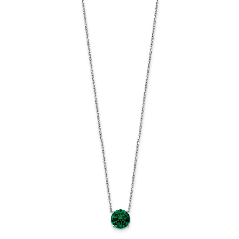 Sterling Silver Rhodium-plated May Green Crystal with 2 inch ext Necklace