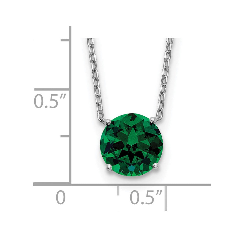 Sterling Silver Rhodium-plated May Green Crystal with 2 inch ext Necklace